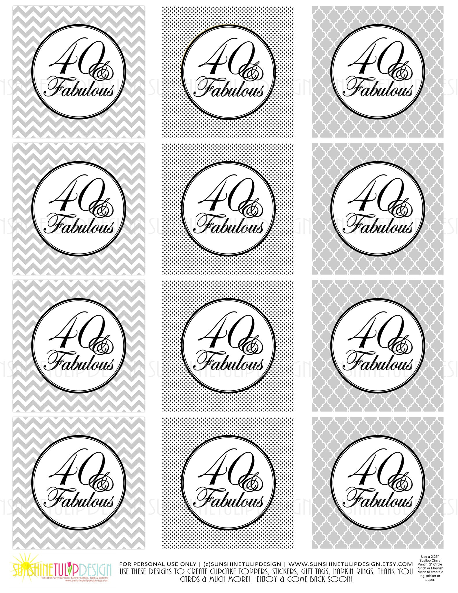 Printable Party Decoration for Free - Black & white birthday bunting