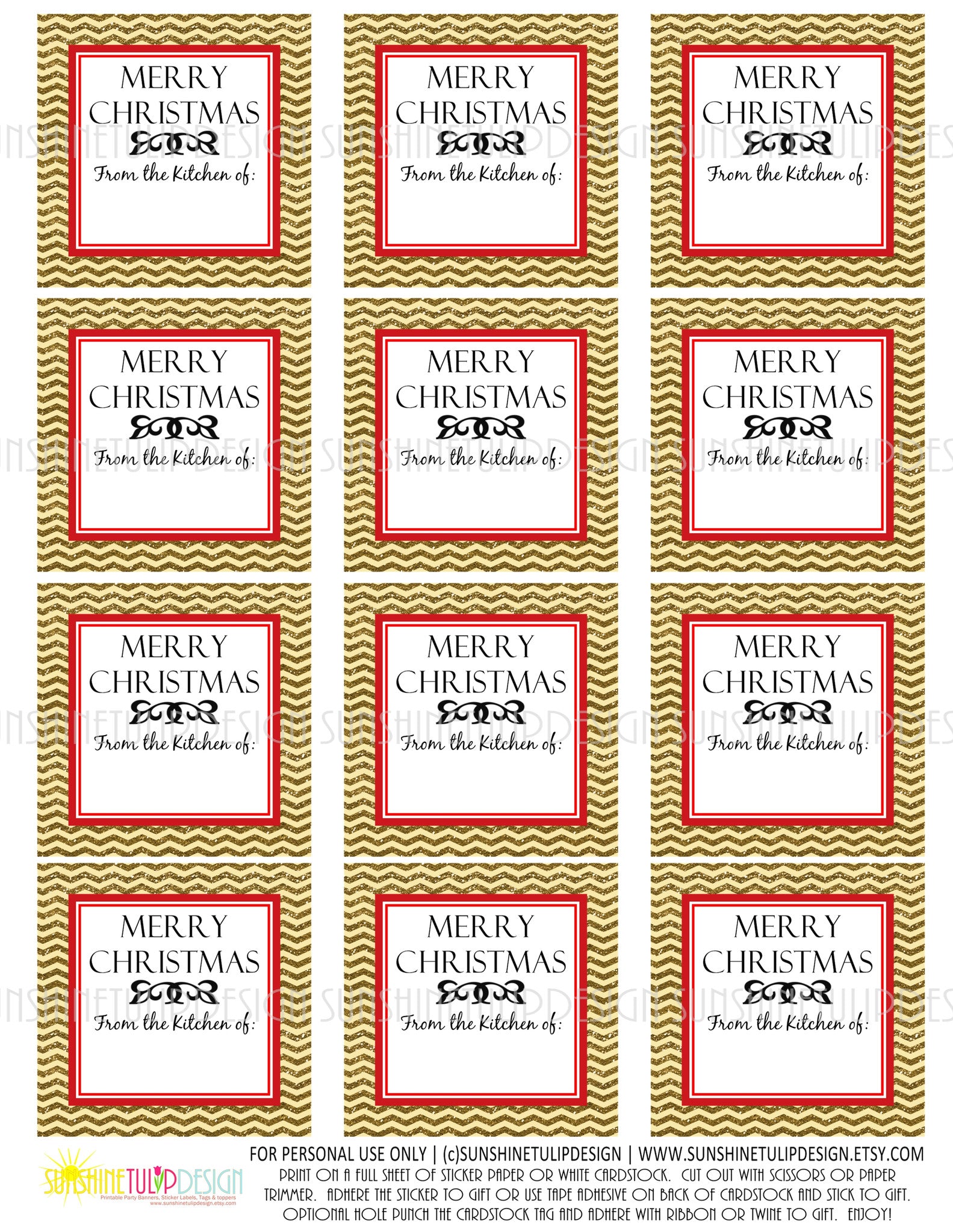 Printable Christmas Food Labels, Baked With Love Christmas Gift Tags, -  Sunshinetulipdesign