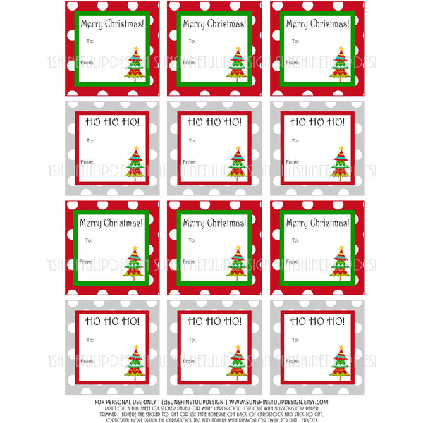 Printable Christmas Gift Tags, Christmas Labels, Red and Green Christm ...