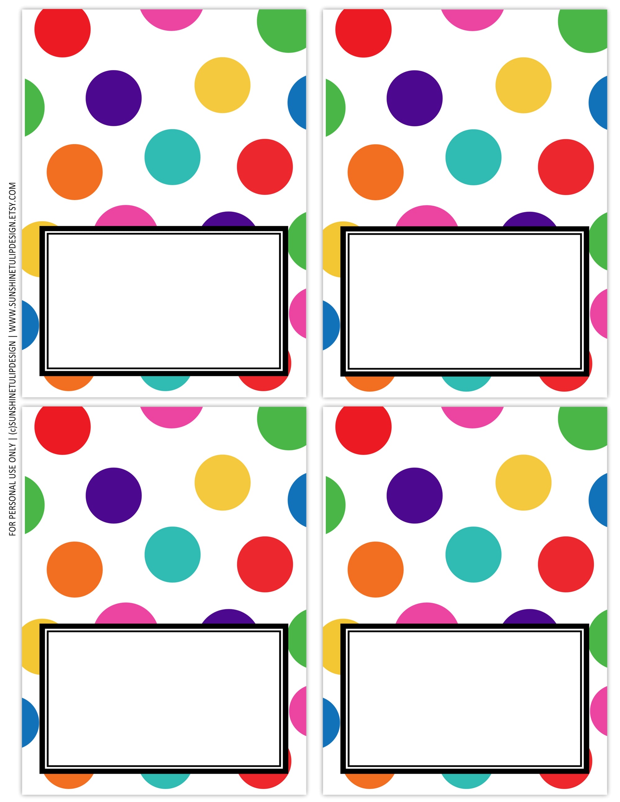 Printable Polka Dot Birthday Collection, Printable Rainbow Polka Dot P ...