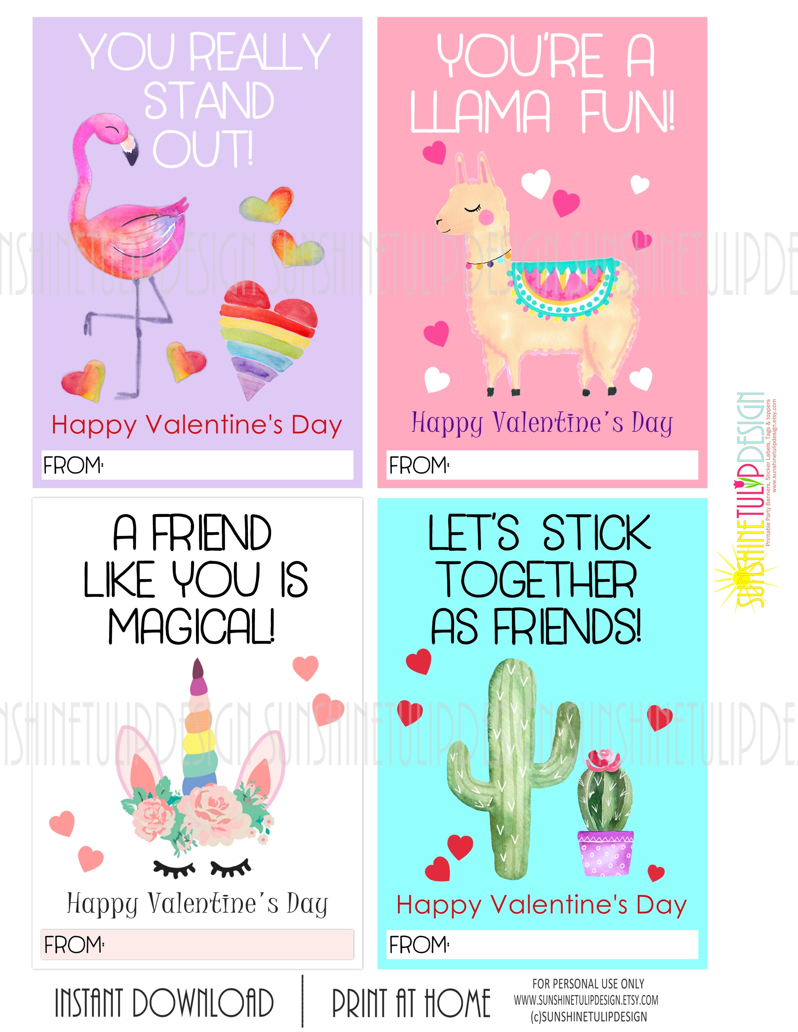 Printable Valentines Day Cards, Kid's Valentine's Cards, Instant Download  Pun Valentines Cards by SUNSHINETULIPDESIGN