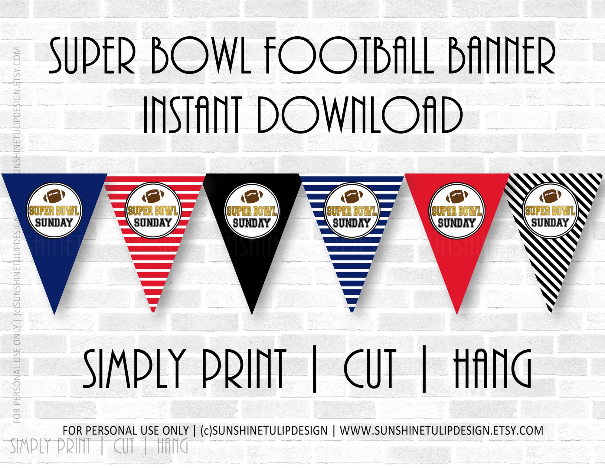 Printable SUPER BOWL party banner, Printable Tailgate Super Bowl Party