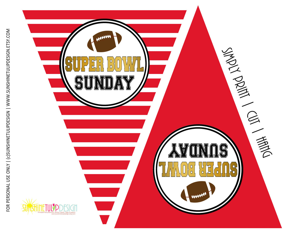 Printable SUPER BOWL party banner, Printable Tailgate Super Bowl Party -  Sunshinetulipdesign