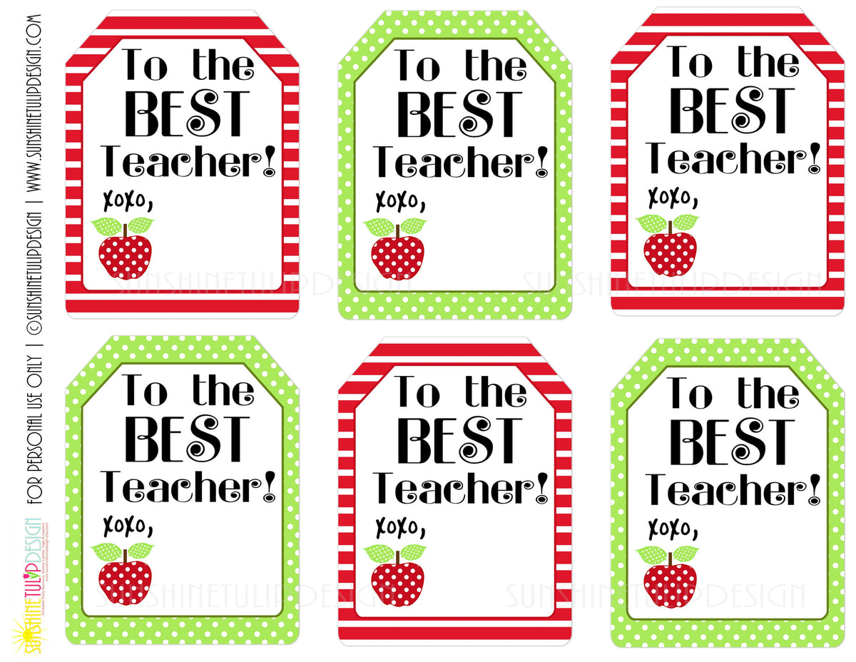 Printable Teacher Appreciation Gift Tags, The Best Teacher Gift Tags b ...