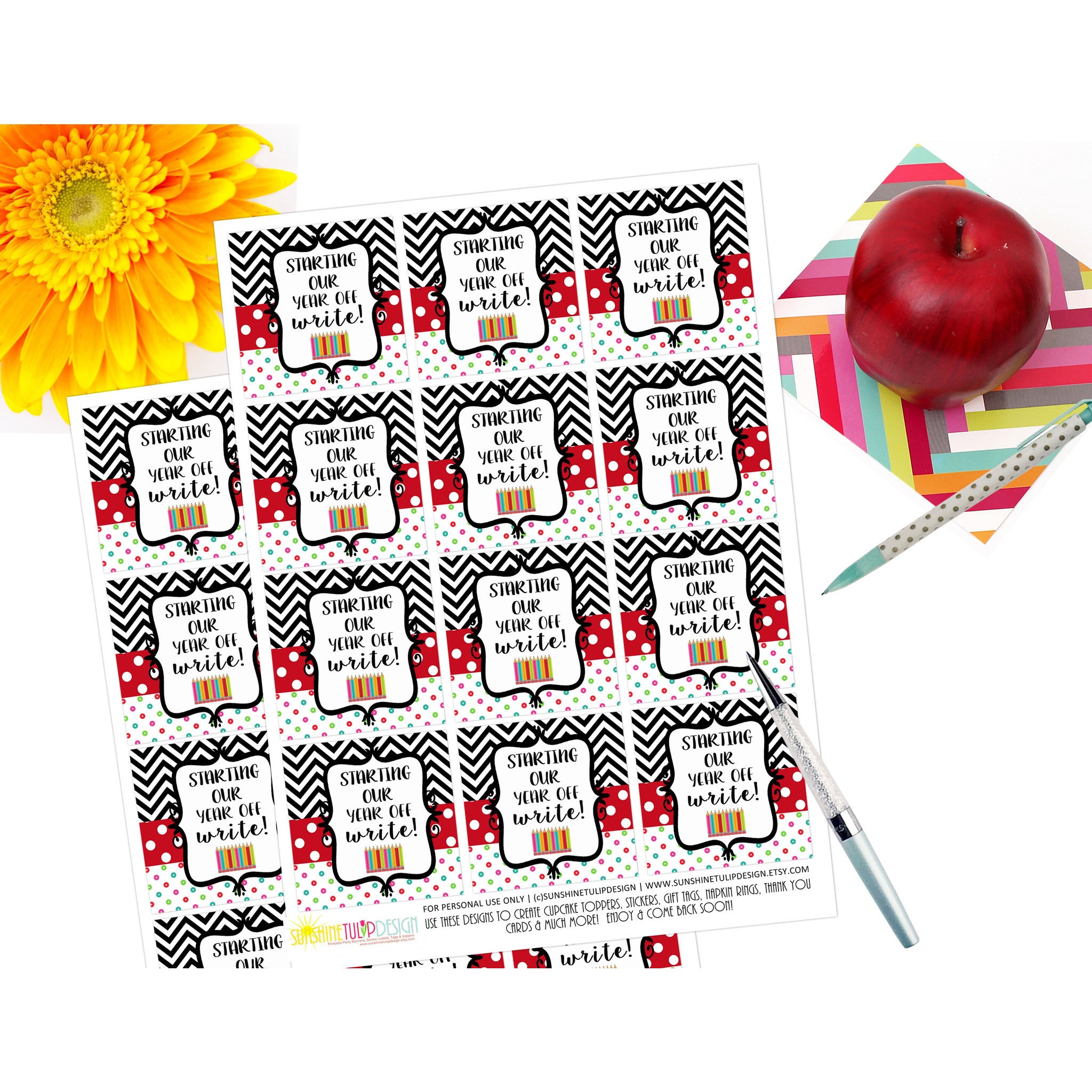 Printable Starting Our Year Off Write Gift Tags, Printable Teacher App -  Sunshinetulipdesign